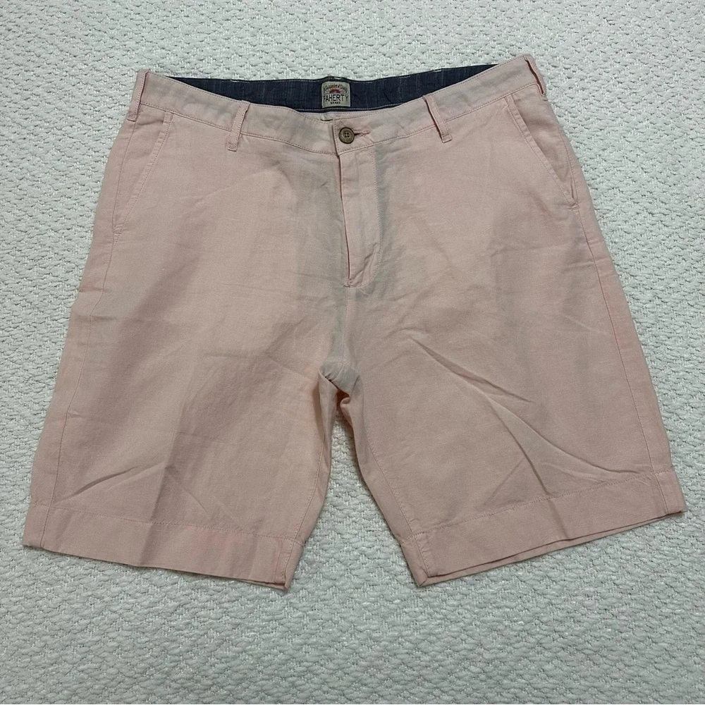 Faherty Malibu Chino Shorts Summer Pink Linen Cotton Men’s Size 34